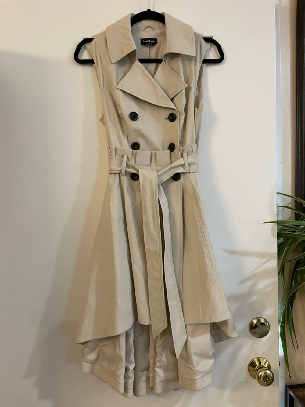 bebe Beige Sleeveless Trench Dress with Belt